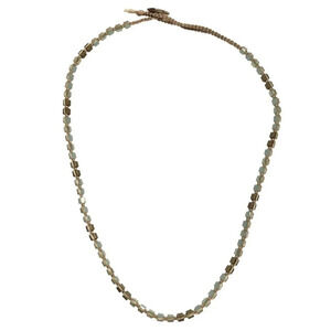 Square Glass Beaded Braided Hippie Surfer Boho Necklace Blue, Gold, Beige